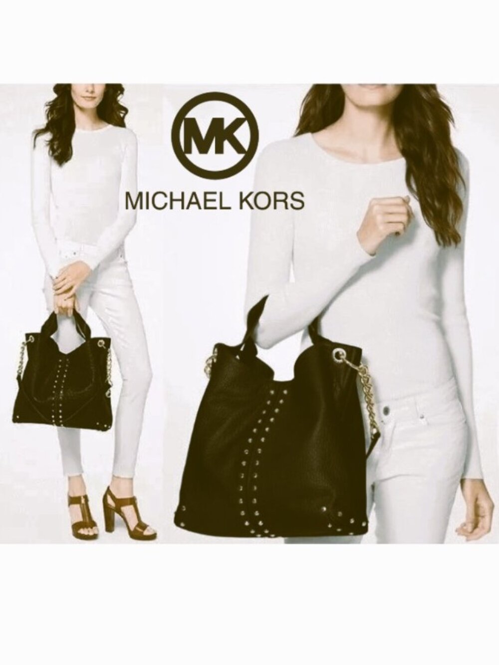 𝘝𝘛𝘎 𝗠𝗜𝗖𝗛𝗔𝗘𝗟 𝗞𝗢𝗥𝗦 Uptown Astor Leather Shoulder Tote Bag Black